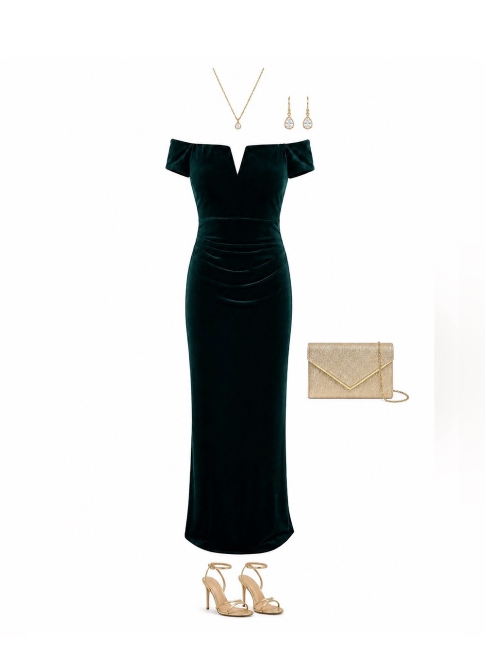 ๐ Xscape Dark Green Velvet Maxi Dress โ Size 6 ๐ - Picture 2 of 2